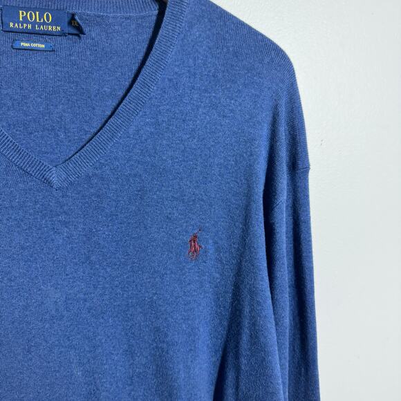 Polo Ralph Lauren Sweater Men XXL Blue Purple Pony Pima Cotton Prep Quite Luxury - Picture 4 of 8